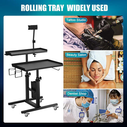 Poarmeey Premium Tattoo Salon Verstelbare Double Tier Werkstation met Wielen voor Tattoo Studio