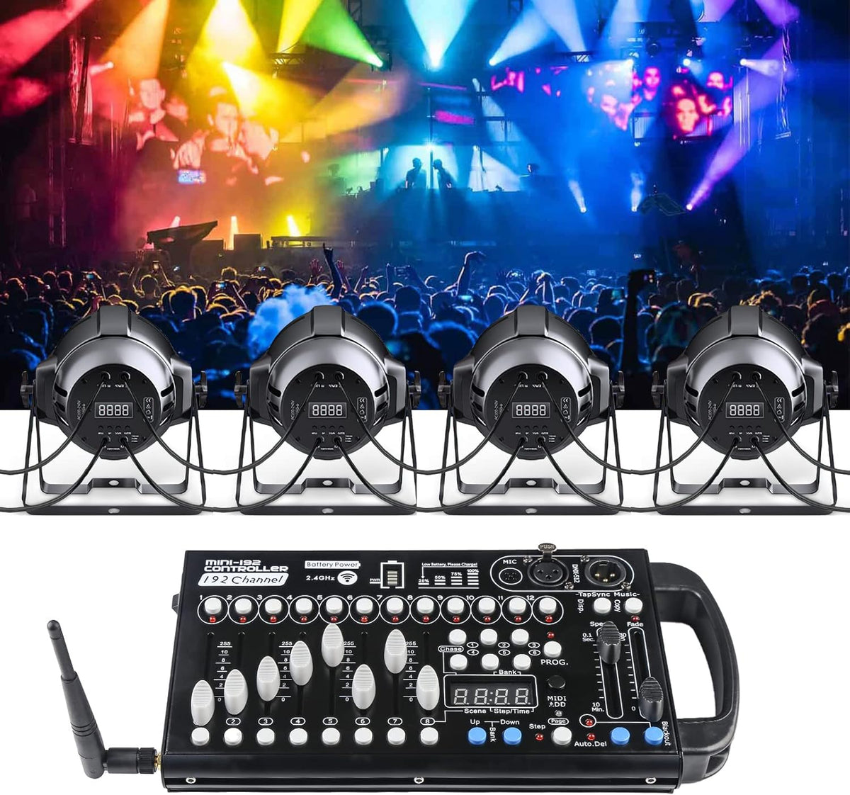 Draadloze DMX-Controller Met Batterij – DMX512-Console – Lichtmixer – Lichtsturing – Lichtboard – 192 Kanalen – 240 Scènes