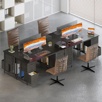 Coleshome Bureau met 6 lades, 160x52 cm Bureau met opslagruimte, Computerbureau met Planken voor Thuiskantoor, Zwart