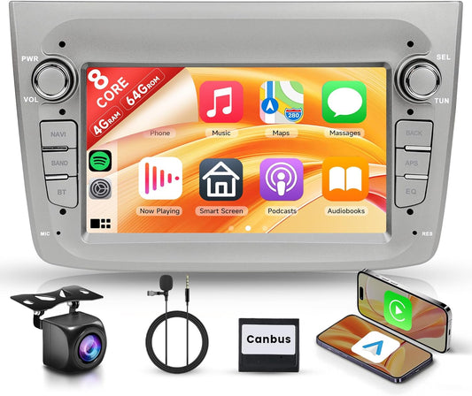 8-core 4+64G Android autoradio voor Alfa Romeo MITO 2008-2016, 7-inch autoradio met draadloze CarPlay, Android Auto, Mirror Link, Bluetooth, FM/RDS/EQ, wifi, GPS, stuurwielbediening en. - QUORE