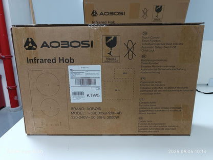 Aobosi keramische kookplaat 2 platen, Domino keramische kookplaat