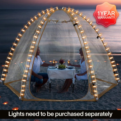 EighteenTek Bubble Tent Scherm Huiskamer Kas Camping Tent Luifel Tuinhuisjes 4-6 Personen voor Patio's, Grote Oversized Weerpod Pop-up Tent, Koude Bescherming Beige 35 cm x 25 cm