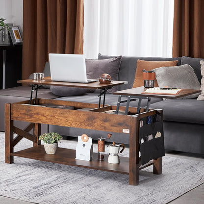 Koffietafel - Table - Coffe table - Living Room Table - Lift Top salontafel - tafel met extra opbergruimte - omklapbare salontafel voor de woonkamer - 47.5in - Bruin - 57.76lbs