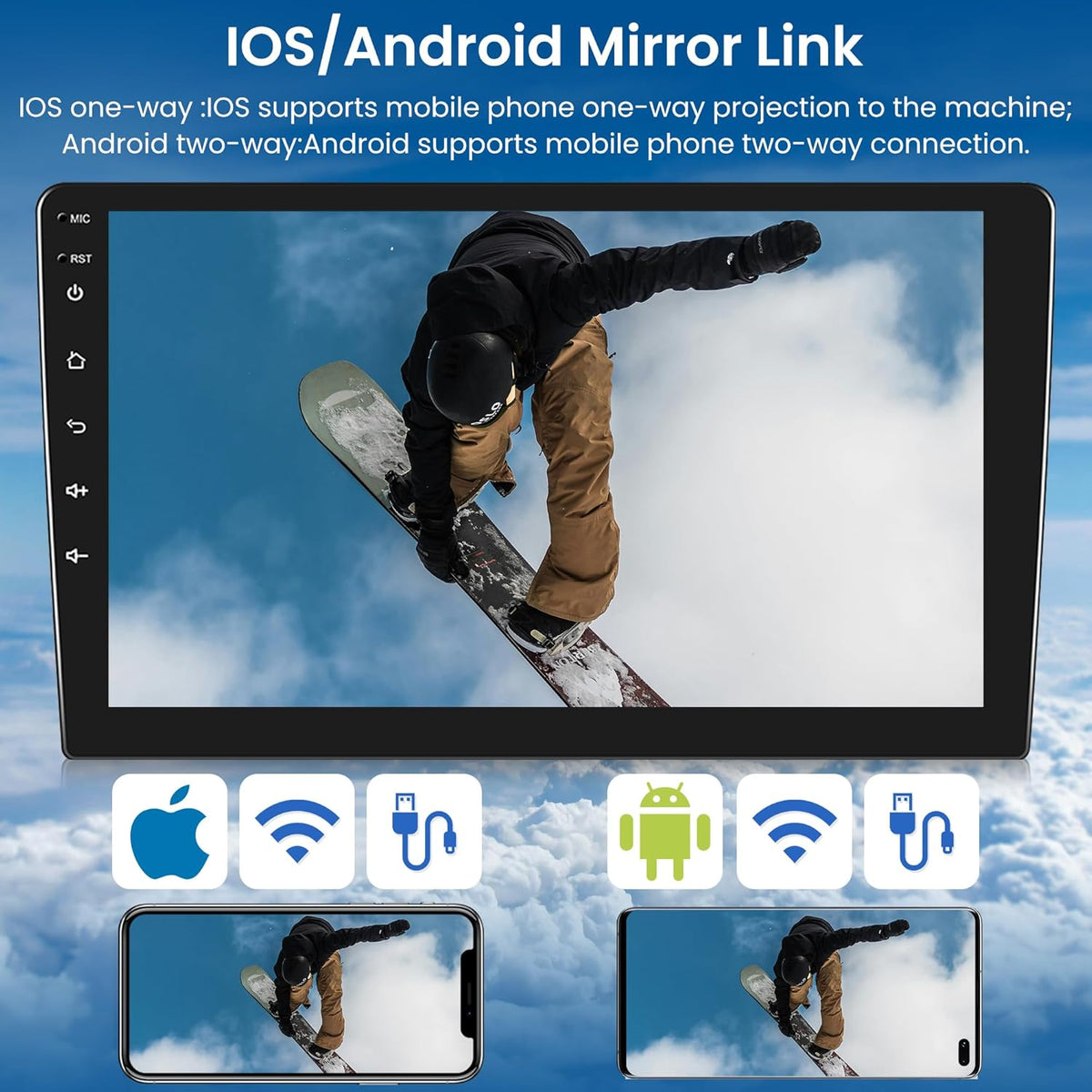 Android Autoradio 2 Din – Multimedia Systeem – Navigatie Radio – Touchscreen Auto – Wireless Apple Carplay – 9 Inch HD Scherm – Draadloos Android Auto – Bluetooth FM/RDS DAB+