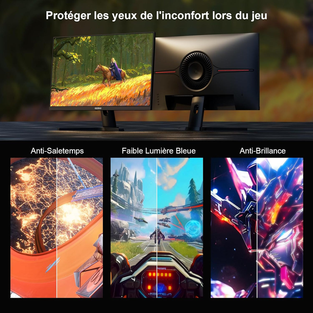 Gaming-monitor 27 inch, QHD 1440p, computer 200 Hz, 1 ms, IPS, 95% DCI-P3, 1200:1, Eye Care Screen, Gaming HDMI 2.1 & DP 1.4