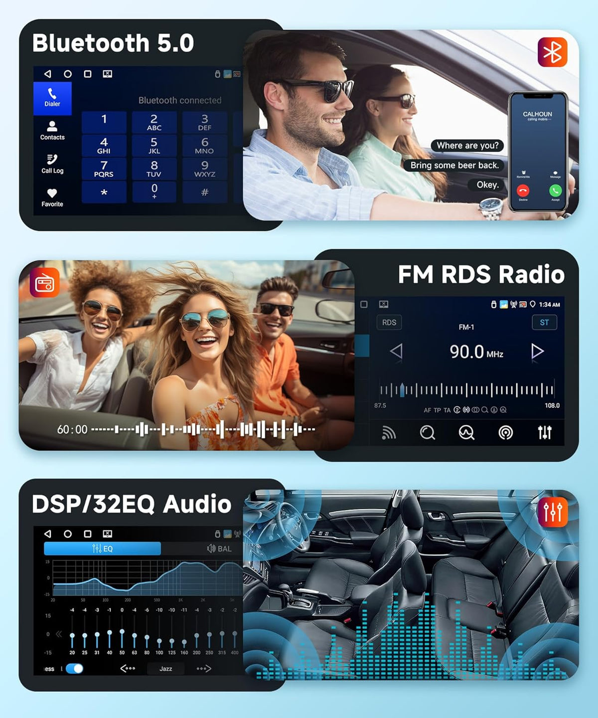 4 + 64 G: Hodozzy Carplay autoradio voor VW Passat Golf, Seat, Altea, Skoda Octavia met USB/USB-C/GPS/WiFi, VW, autoradio 7 inch 2 DIN Bluetooth met Android Auto/32 EQ/FM/RDS/SWC + achteruitrijcamera
