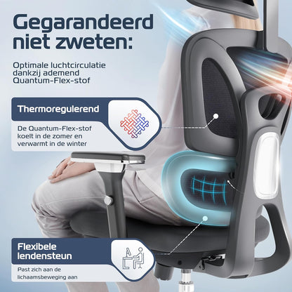 Ergonomische Bureaustoel – Bureaustoel Ergonomisch – Kantoorstoel – Gaming Stoel – Draaistoel – Mesh Stof – Verstelbare Lendensteun – 150 kg Max Belastbaar