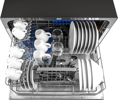 Tomado TDW5501B - Mini dishwasher - Small dishwasher - Freestanding - 6 place settings - 5 programs - Energy class D - Black