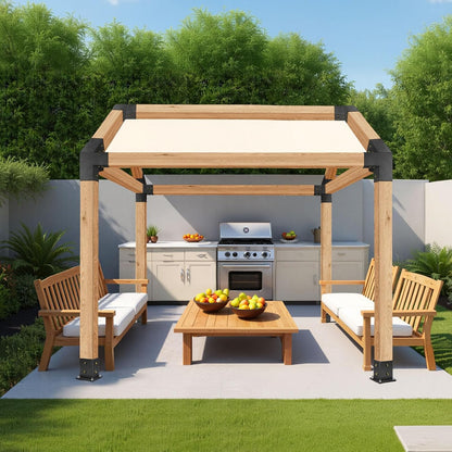 VEVOR Set of 14 Pergola Holders, Wooden Post Holders 92 x 92 mm, 3-Way Corner Holders, 4-Way 4 Post Bases, for Standard Wooden Beams, Pitched Roof, Banquet Party Outdoor