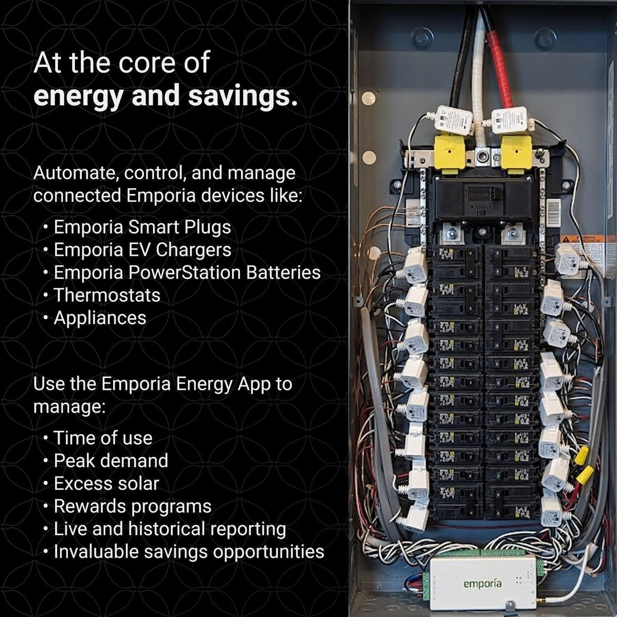 Emporia Vue 3 3-Fase Slimme Energiemonitor voor Thuis – Apparaat voor Woning- of Bedrijfsautomatisering met Real-Time Verbruik, Vermogensmeter, Zonne-energie en Netmetering