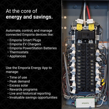 Emporia Vue 3 3-Fase Slimme Energiemonitor voor Thuis – Apparaat voor Woning- of Bedrijfsautomatisering met Real-Time Verbruik, Vermogensmeter, Zonne-energie en Netmetering