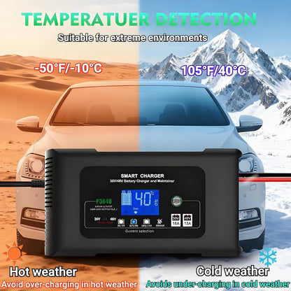 36V/48V Acculader – Batterijoplader – Onderhoudslader – Slimme Acculader – Auto Acculader – 18A Snel Laden – Impulsreparatie & Automatische Accutest