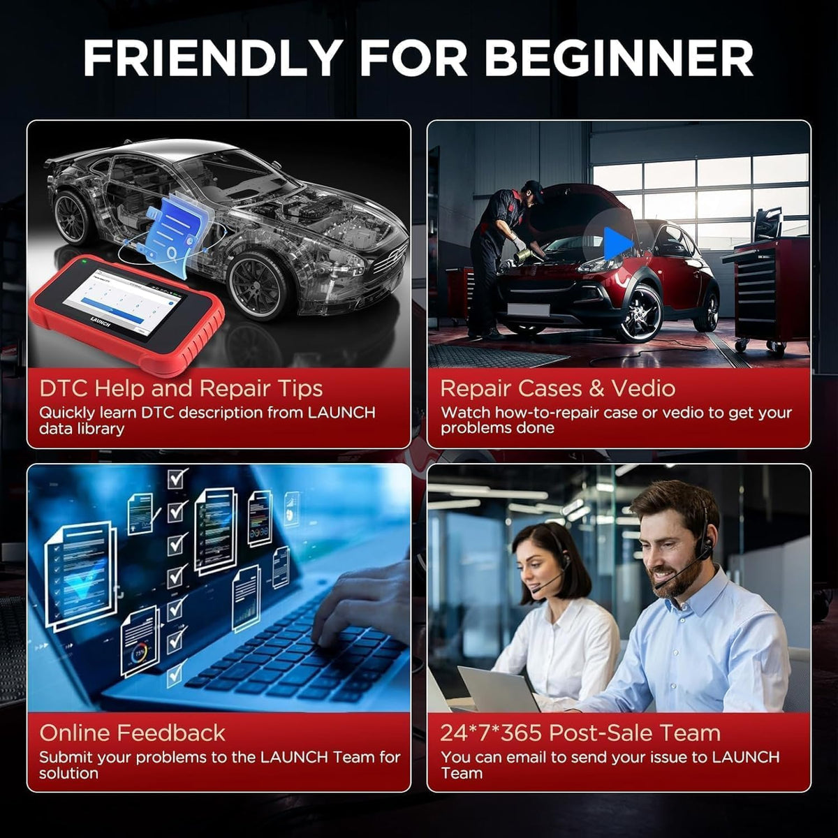 LAUNCH CRP129E V2.0 OBD2 Code Reader Scanner, 4 Systeem ENGINE/ABS/SRS/AT auto diagnostisch hulpprogramma, 12 Reset Service, TPMS/Oil/EPB/SAS/DPF/BMS/Throttle Reset, injector codering, Auto Vin