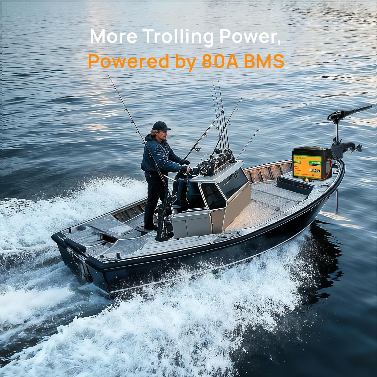 ECO-WORTHY LiFePO4 Battery 12V 50Ah Bluetooth BMS Low Temperature Protection and 4000-15000 Cycles 640Wh Lithium Battery for Rolling Motor, Boat - QUORE