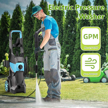 Lyrlody Car Pressure Washer, 4000 PSI, 2.5 GPM, with Foam Cannon, 4 Quick Connect Nozzles, 10 Meter Hose, for Garden, Car, 220 V, Blue       </font