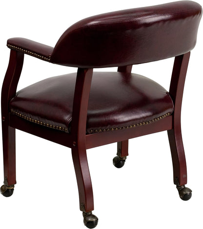 Flash Furniture Sarah Oxblood Conferentiestoel, vinyl, luxe, met accent nagelbekleding en wielen