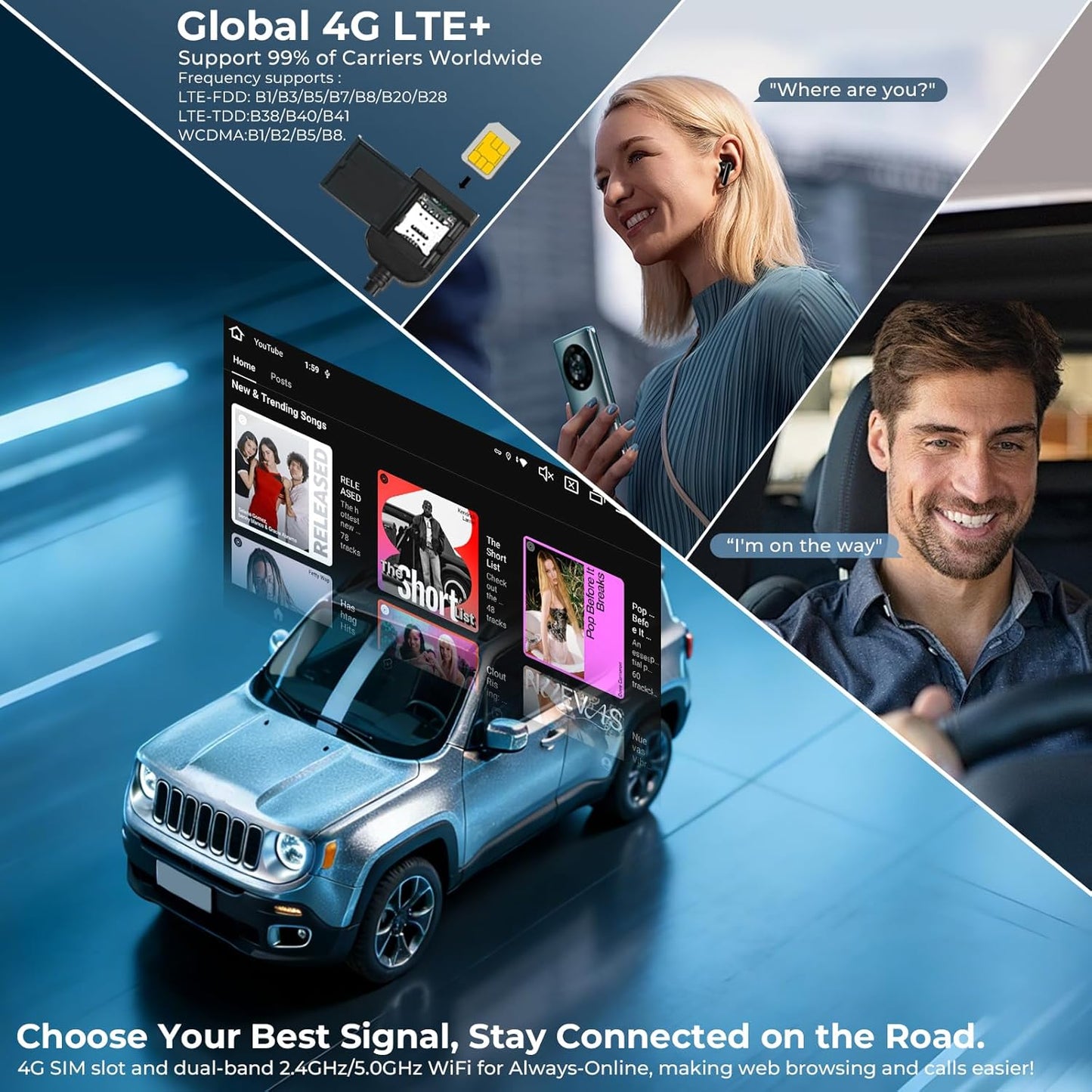 Autoradio Jeep Renegade – Multimedia Unit – Navigatiesysteem – Autoradio Stereo – Inbouw Radio – 9-inch HD IPS QLED Touchscreen – Android 14 met 4G LTE & Draadloze CarPlay