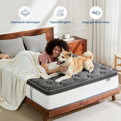 Orthopedisch Matras – Ergonomisch Matras – Pocketvering Matras – Comfortschuimmatras – 160 x 200 cm – 7-Zones Ondersteuning – Oeko-Tex Gecertificeerd – H3-H4 Stevigheid – 25 cm Hoogte