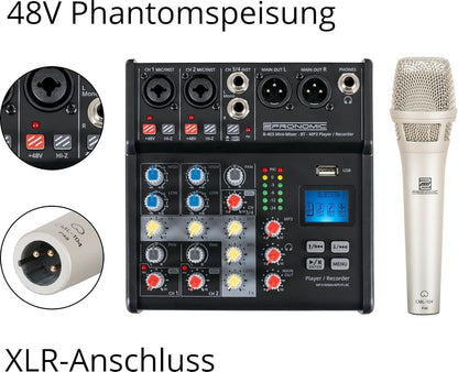 Pronomic CML-104 Condensatormicrofoon voor nauwkeurige geluidsopname - Handmicrofoon met windscherm - Nierfunctie microfoon - Studio-microfoon voor het podium - Incl. klem en tas