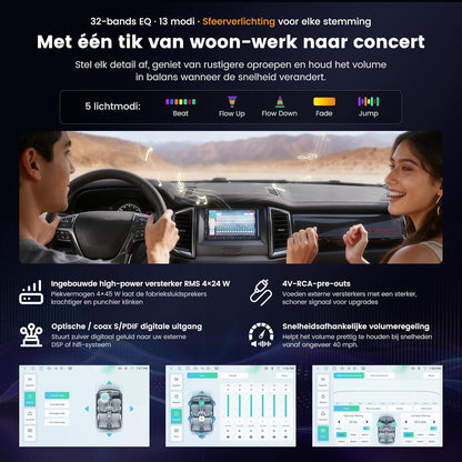 ATOTOZONE Android 2 DIN Autoradio met 7" Touchscreen Ambient Lighting, DriveChat AI Rijassistent, Noodbotsing Alert, Parkeerbewaking, GPS Tracking en Hi-Fi DSP 4V Pre-Out