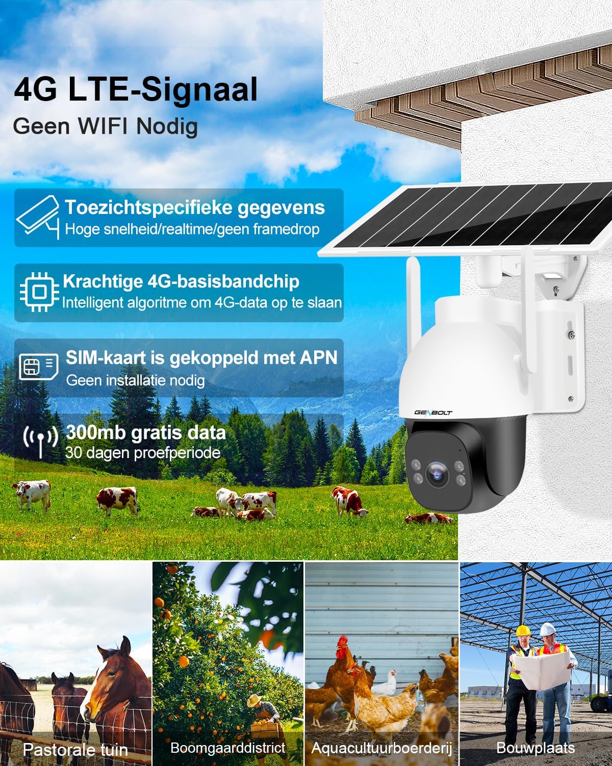 Beveiligingscamera – CCTV Camera – Bewakingscamera – Outdoor Camera – Draadloze Camera – 24/7 Opname – 4G LTE Zonder WiFi
