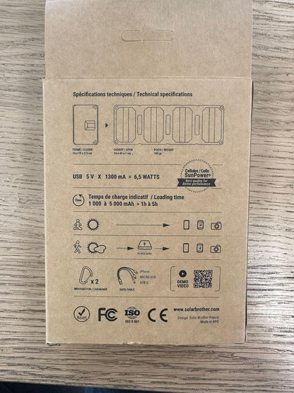 SUNMOOVE 16 W SOLAR BROTHER zonne-oplader, opvouwbaar, zonnepaneel, USB-poort 3,2 A, USB-kabel inbegrepen