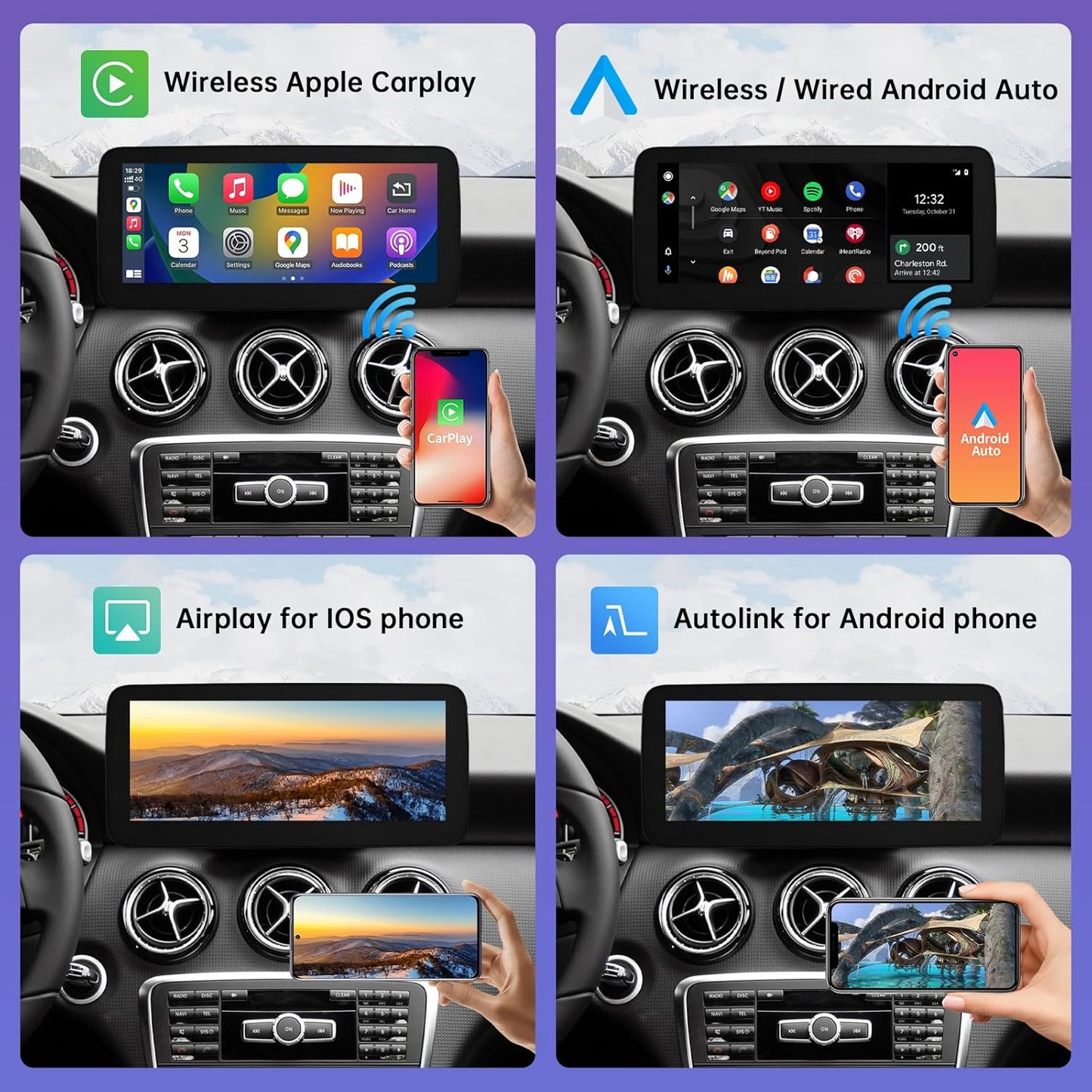 10,25 Inch Autoradio Touchscreen – Multimedia Display – Navigatiescherm – Infotainment Scherm – Auto Radio Upgrade – Draadloze CarPlay & Android Auto – Hoge Resolutie 1920x720