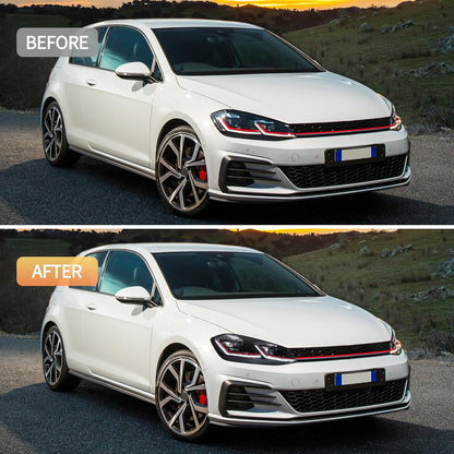 VLAND Koplampen Compatibel met Golf 7 facelift/Golf 7.5 MK7.5 halogeen 2017-2020 (Niet voor Golf MK7/GTI/GTD/Rline), Met E-keurmerk, 1 set (Rood/VOLLEDIG LED)