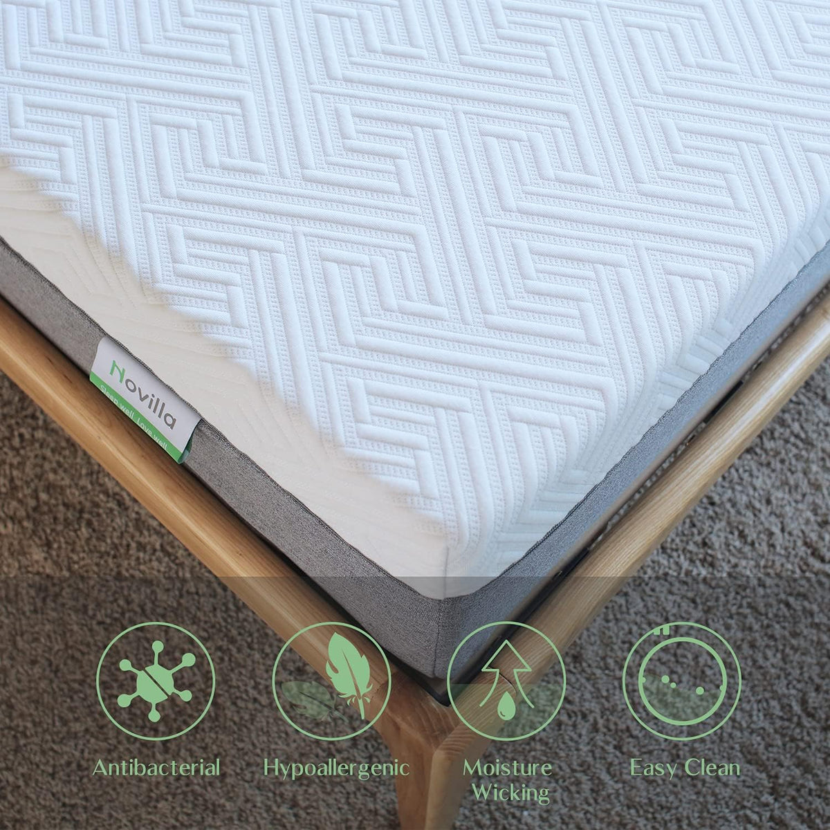 Novilla Matras 140 x 200 cm H3 gel traagschuim koudschuimmatras 7 zones schuim rolmatras bamboevezels ademend Oeko-Tex 18 cm
