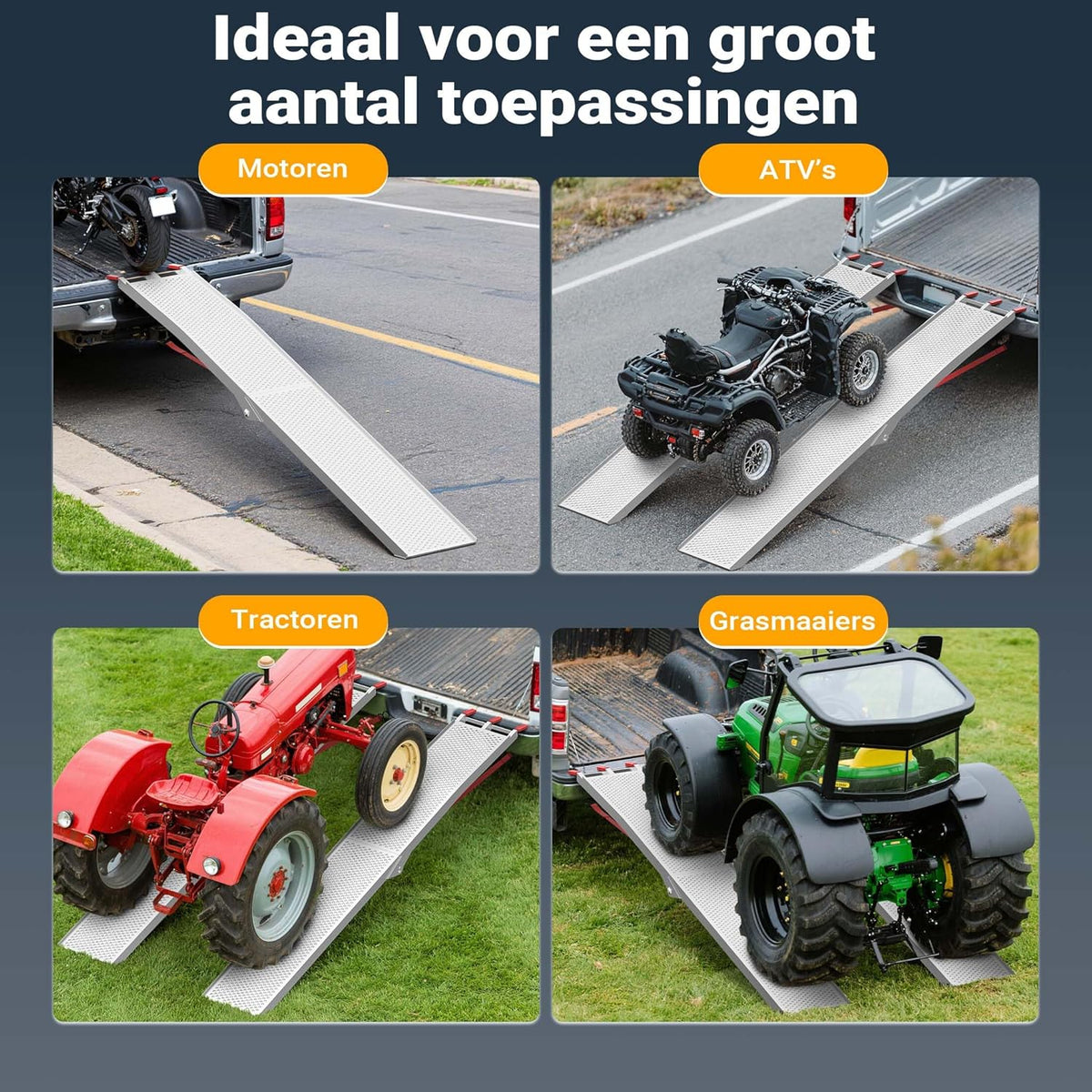 Oprijplaat aluminium opvouwbaar – 215 cm 340 kg – motoroprijplaat oprijsteun oprijplank