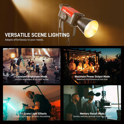 GVM 500 W led-videolamp met app-bediening, 2700 K - 6800 K COB studiolcht videolicht 27040Lux/1 m, studio-fotografie verlichting met bowen-houder, continu licht voor fotografie met standaard afdekking