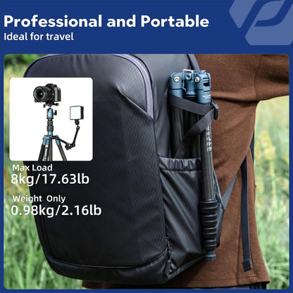 Fotopro 62 inch koolstofvezel reisstatief, compact camerastatief met kogelkop, afneembare monopod met Arca-Swiss snelkoppelingsplaat en tas, belastbaar tot 8 kg/17,63 lbs, blauw