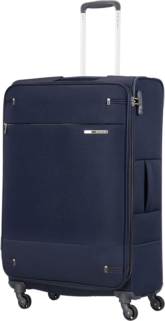 Samsonite Base Boost - Zachte bagagekoffer van 78 cm groot, trolleykoffer met 4 wielen, TSA-slot, licht en uitbreidbaar, 105 l, Blauw (Navy Blue)