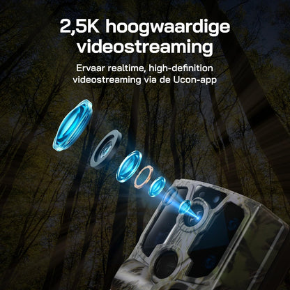 WOLFANG WT04 Jachtcamera, 4G Fotoval op Zonne-energie met Vooraf Geïnstalleerde Simkaart en SD-kaart, Externe 2.5K-jachtcamera met Zonnepaneel, Onzichtbaar Infrarood, PIR-detectie, Waterdicht