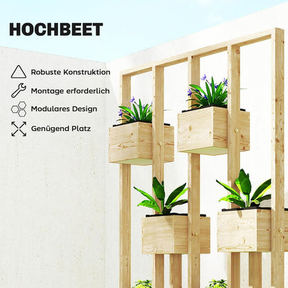 Outsunny Planter with Climbing Frame and Baskets, Wooden Planter Flower Pot, 90 x 45 x 170 cm, For Garden, Balcony and Terrace, Flower Box for Climbing Plants