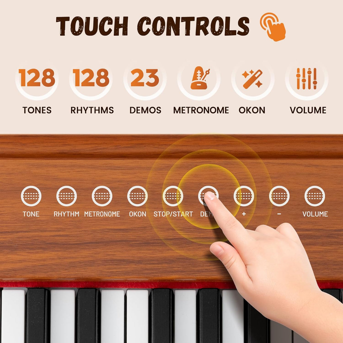 Houten Keyboard Voor Kinderen – Kinderpiano, Digitale Piano, Speelgoed Piano, Mini Keyboard – 37 Toetsen En 3 Octaven – 128 Geluiden, 128 Ritmes En 23 Demo Songs