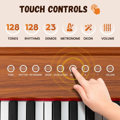 Houten Keyboard Voor Kinderen – Kinderpiano, Digitale Piano, Speelgoed Piano, Mini Keyboard – 37 Toetsen En 3 Octaven – 128 Geluiden, 128 Ritmes En 23 Demo Songs