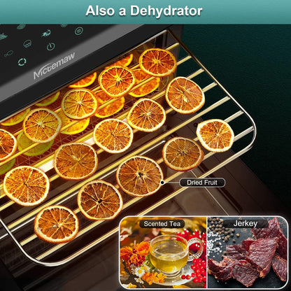 Nictemaw Olievrije friteuse van 12 liter, 1500 W, heteluchtfriteuse, heteluchtoven met 10 programma's, dehydrator, met LED-display (XXX-groot)