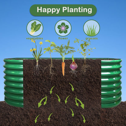 Verhoogd tuinbed 6 x 3 x 2 ft gegalvaniseerde dozen outdoor plantenbak tuinplanter voor groenten bloemen kruid (180x90x60 cm, groen)
