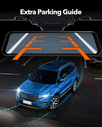 Dashcam Spiegel – Achteruitkijkspiegel Dashcam – Spiegel Dashcam – Dual Dashcam Auto – Auto Camera Voor En Achter – 12 Inch Scherm – 4K Voorcamera, 1080P Achtercamera, GPS En 64GB TF Kaart