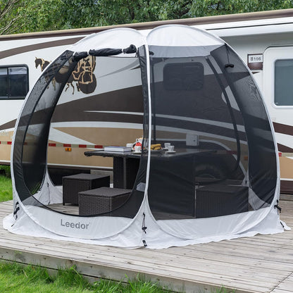 LEEDOR Pop-up gaas-tent voor 4-6 pers. Paviljoen, afgeschermde kamer met muskietengaas, uv-bescherming, draagtas, perfect voor tuin, terras of camping, beschermt tegen zon en insecten, 3 x 3 m