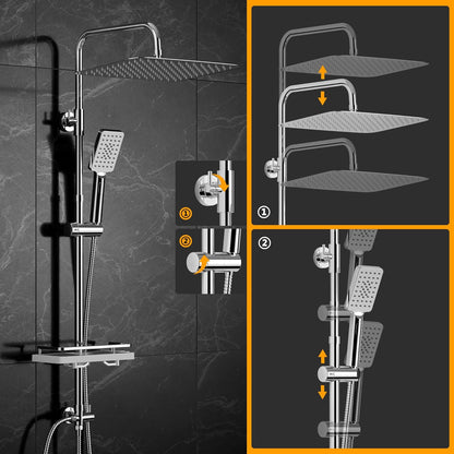 Regendouchesysteem – Douchekop – Doucheset – Regendouche – Douchestang – RVS 35x25 cm – Verstelbare douchearm chrome