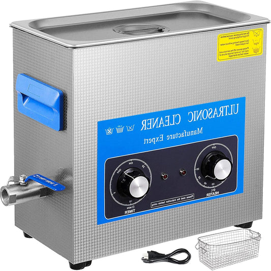 Ultrasoonreiniger – Ultrasone Reinigingsapparaat – Brillenreiniger – Sieradenreiniger – Laboratoriumreiniger – 6,5 Liter – Roestvrij Stalen Tank – Instelbare Verwarming en Timer - QUORE