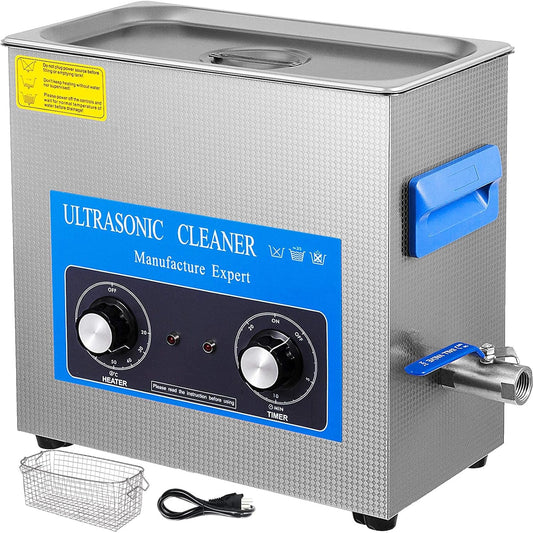 VEVOR Ultrasone reiniger met opwarmtimer, professionele ultrasone reiniger 220 V, ultrasone reiniger van roestvrij staal, 40 kHz, voor het reinigen van brillenringen, instrumenten