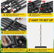 Gazonhark - Nivelleringshark - Gazonplanner - Rakel - met 5ft - Handgreep - 66 x 25 cm - Robuuste Bodemplaat - Gazonschuiver - voor Tuin - Golf - Gazon - Achtertuin - Zwart