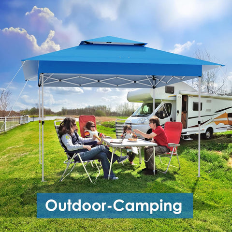 Paviljoen - Tuinpaviljoen - Partytent - Tuintent - Pop-up Kliksysteem - met 4 Muggennet Zijpanelen - Roldraagtas - Waterdicht - Stabiel - Dubbel Dak - UV-bescherming 50+ - 4 Zandzakken - voor Patio - Markt - Camping - 3.6 x 3.6 m - Blauw