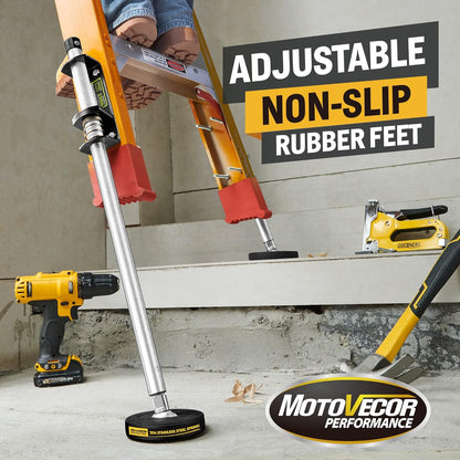 Bravex Verstelbare Ladder Leveler Paar met Anti-Slip Rubber Voeten Gegraveerd Anti-Slip Patroon Stalen Pole, Extension Ladder Stabilizer Voeten Levelers, Universele Trap Ladder Aide Stabilizer Accessoires