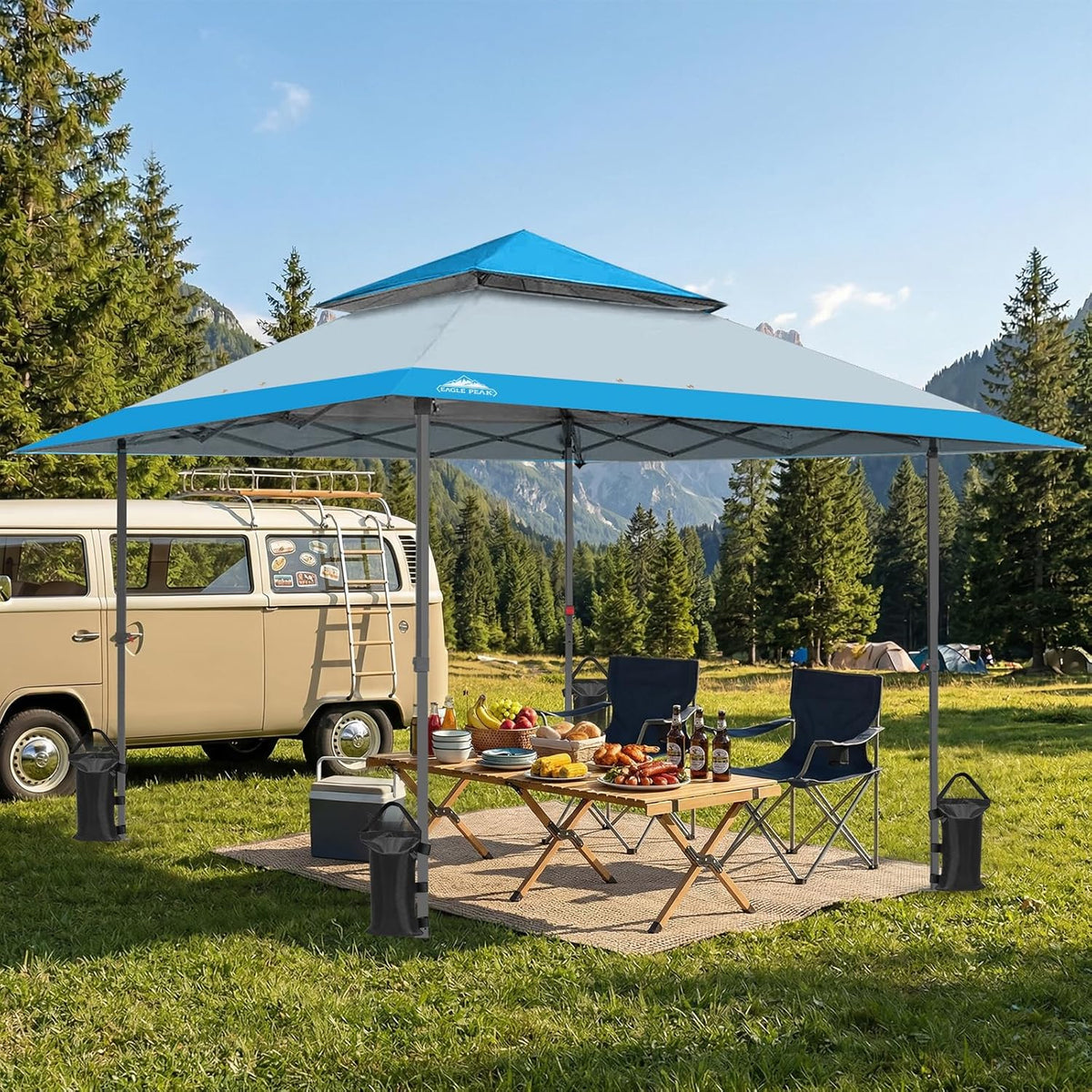 EAGLE PEAK 13x13 Rechte been pop-up luifel tent instant outdoor luifel eenvoudige enkele persoon set-up opvouwbare schuilplaats w/automatische uitschuifbare dakrand 169 vierkante voet schaduw