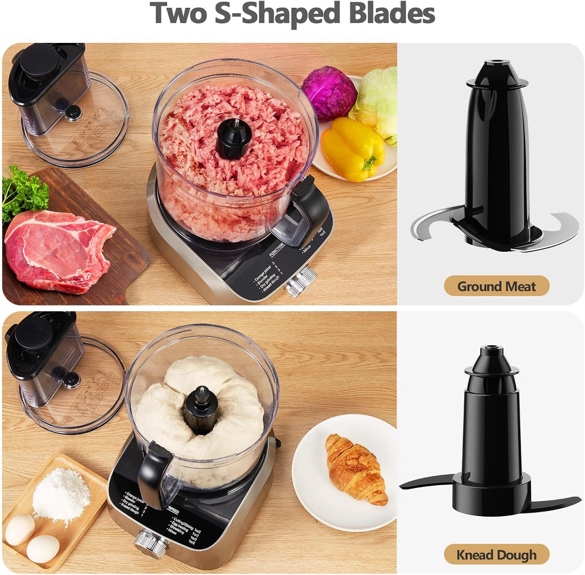YASHE Multifunctionele keukenmachine, 11-in-1 blender, blender, hakmolen, sapcentrifuge en deegmachine met 2,5 l kom en 1,5 l mengbeker, 1300 W, 3 snelheden, pulsfunctie, veiligheidsvergrendeling