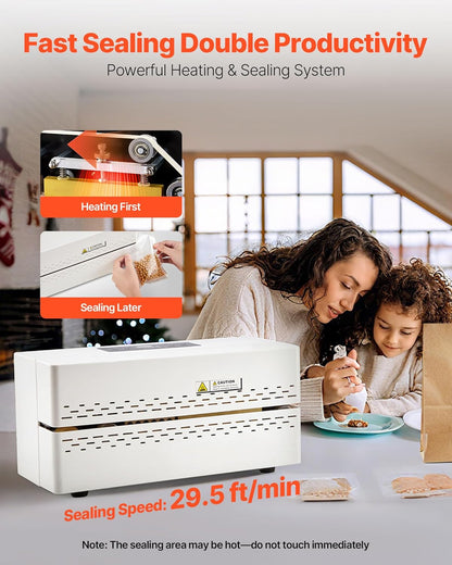 VEVOR Doorlopende sluitmachine, 0,8-1,2 cm afdichtingsbreedte, automatische doorlopende bandsealer met digitale temperatuurregeling, automatische uitschakeling, warmtesealmachine voor 0,0-0,0,008 cm